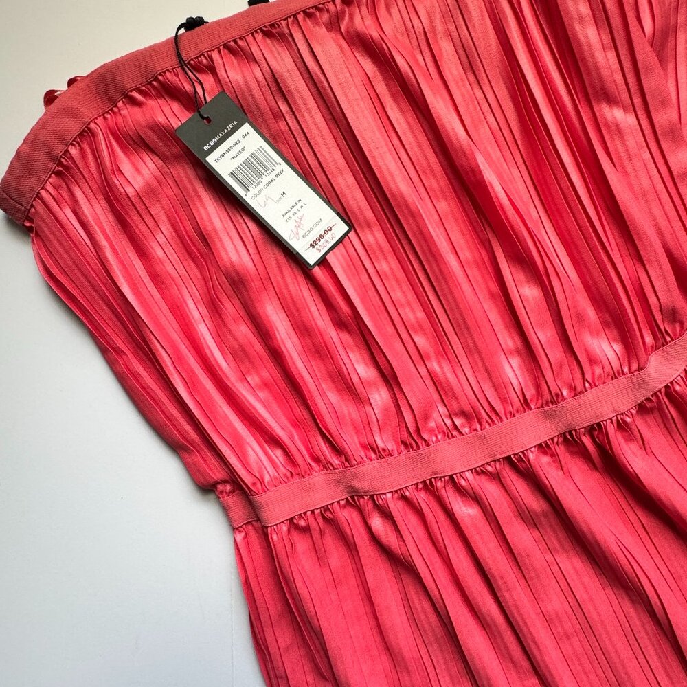BCBG Maxazria Coral Reef Mateo Pleated Strapless Long Casual Maxi Dress